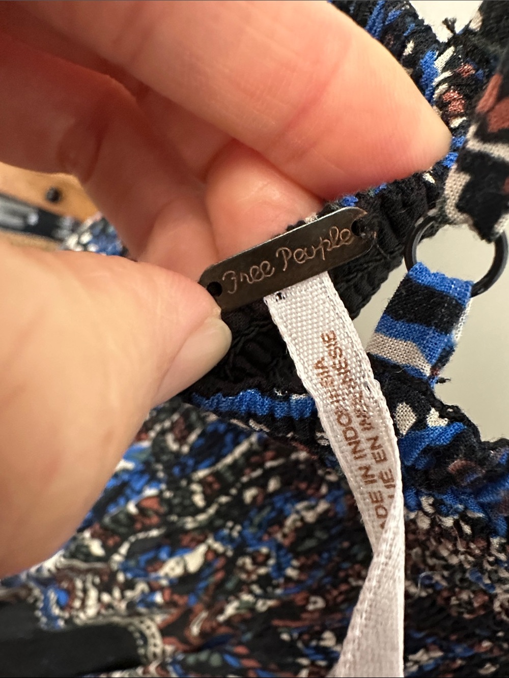 Free People Black Maxi Dress with Blue & Cream Paisley Print - Picture 12 of 14
